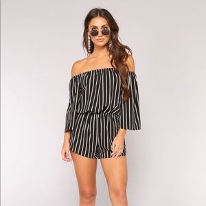 Davy Stripe Romper - Black/White